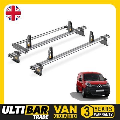 Renault Kangoo Roof Rack (2008-2020) 2x Bars & Roller Van Guard Ultibar Trade