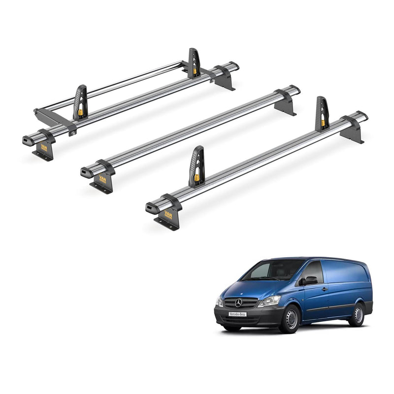 Mercedes Vito Roof Rack (2003-2014) [Tailgate] 3 Bars and Roller Van Guard Trade