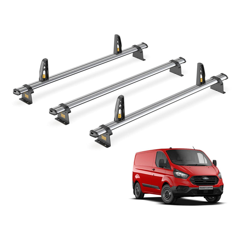Ford Transit Custom Roof Rack for 2013-2024 GEN1 [H1] 3 Bars Van Guard Trade Bar
