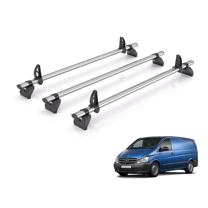 Mercedes Vito (2003-2014) - 3 Rhino Kammbar Fleet Roof Bars (Steel)