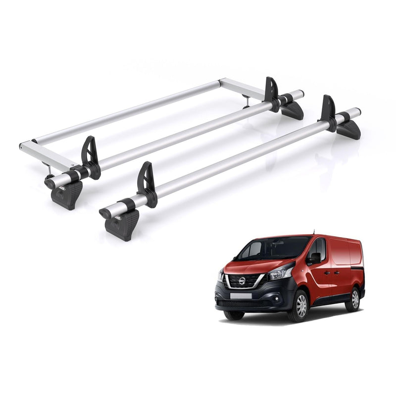 Nissan NV300 (2016-2021) - 2 Rhino Kammbar Pro Roof Bars + Roller (Aluminium)