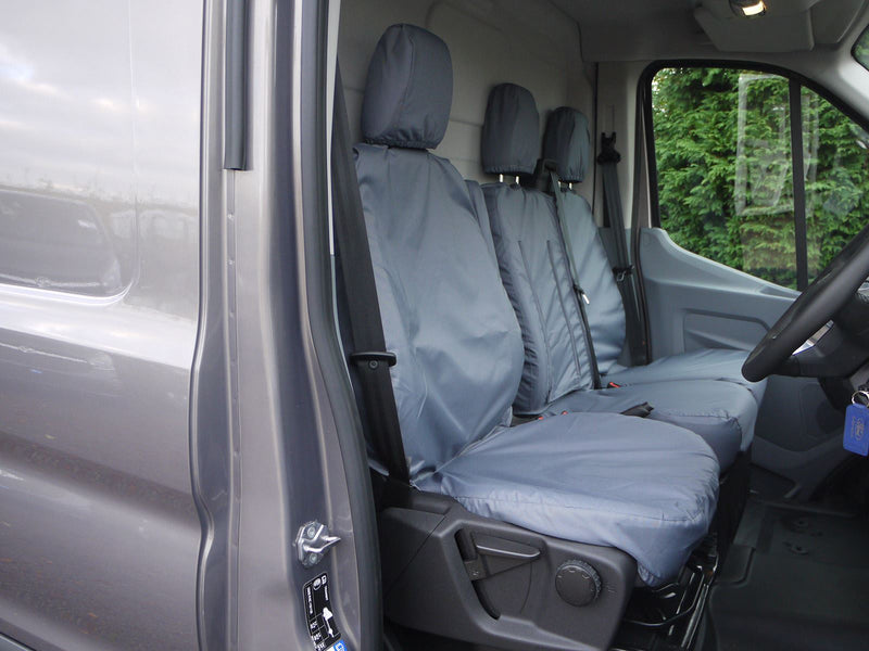 Ford Transit (MK8 2014-) - Tailored Front Row w/ Armrest Seat Covers in Grey (1+2)