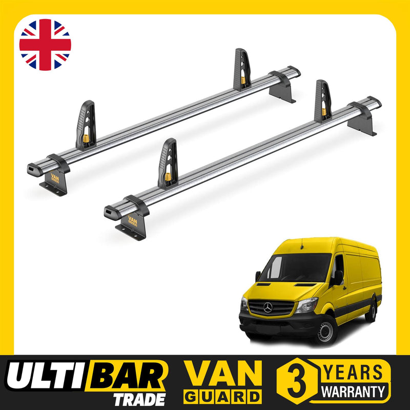 Mercedes Sprinter Roof Rack (2006-2018) 2x Roof Bars + Loadstops Van Guard Trade