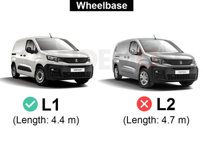 Peugeot Partner (2018-) - 3 Rhino Kammbar Pro Roof Bars (Aluminium)
