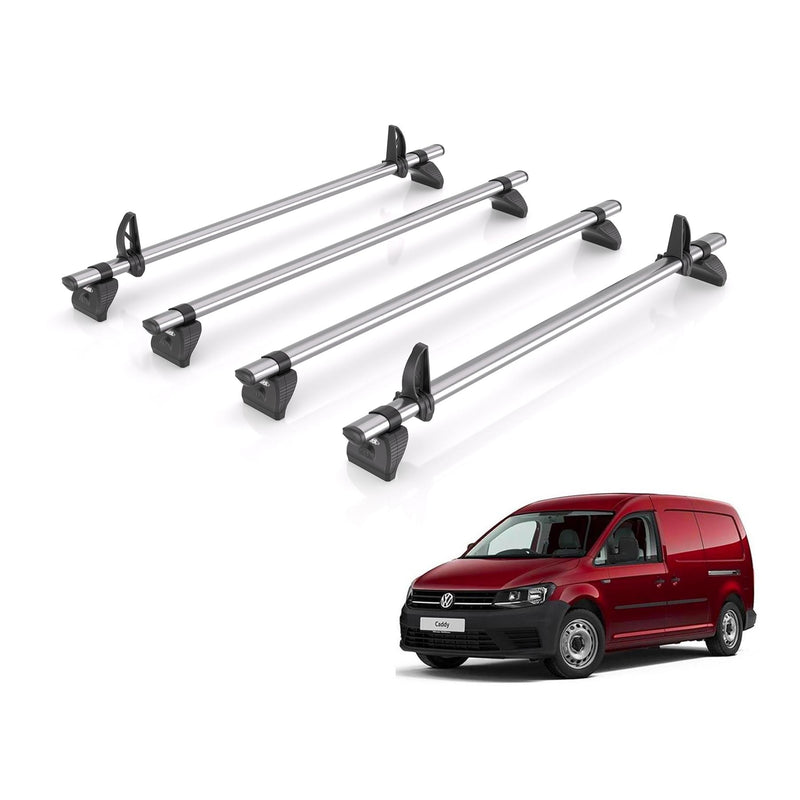 VW Caddy (2010-2020) - 4 Rhino Kammbar Fleet Roof Bars (Steel)