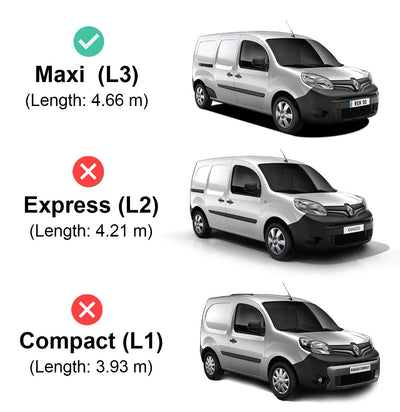 Renault Kangoo (2008-2021) - 3 Rhino Kammbar Fleet Roof Bars (Steel)