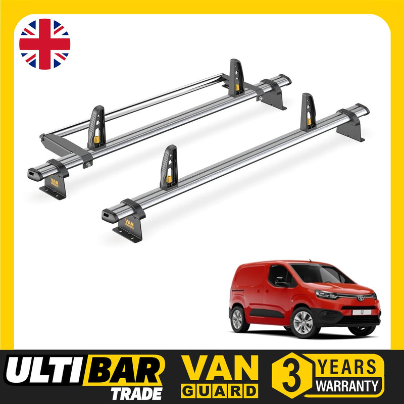 Toyota ProAce City Roof Rack for 2020+ [H1] 2x Bars, Roller, Loadstops Van Guard