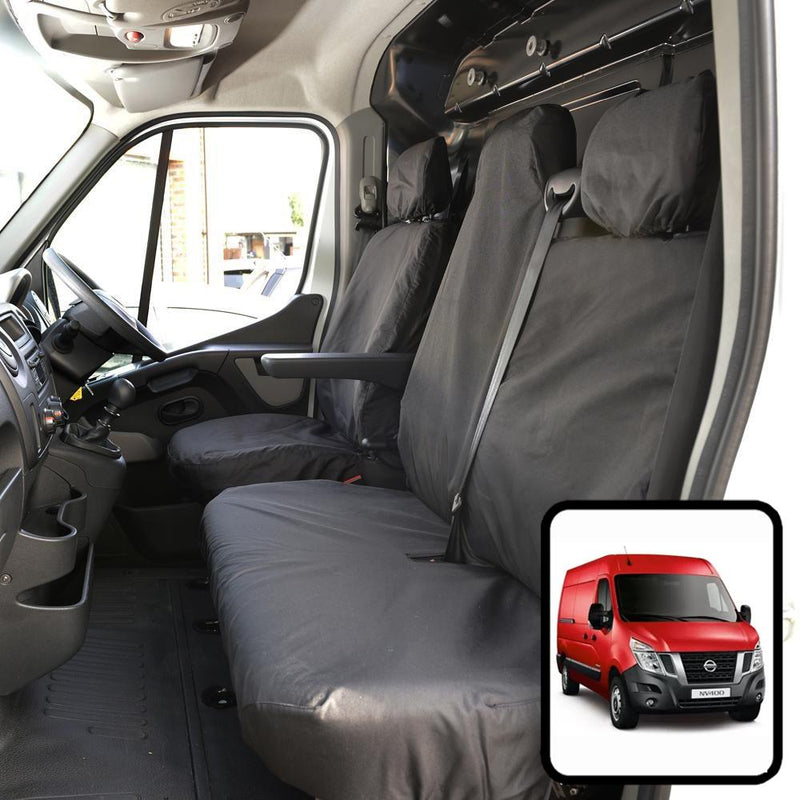 Nissan NV400 (2011-) - Tailored Front Row Fold Pass. Seat Covers in Black (1+2)