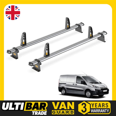 Toyota ProAce Roof Rack (2013-16 Low Roof (H1) 2x Roof Bars Van Guard Ulti Trade