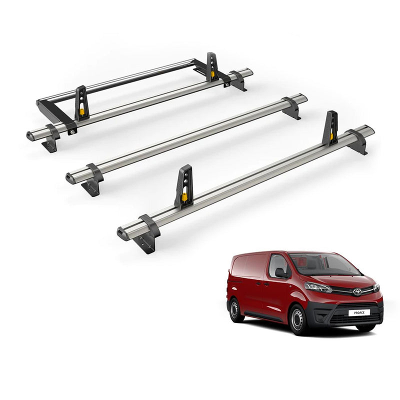 Toyota ProAce (2016-2024) - 3 Van Guard Ultibar Plus Roof Bars + Roller