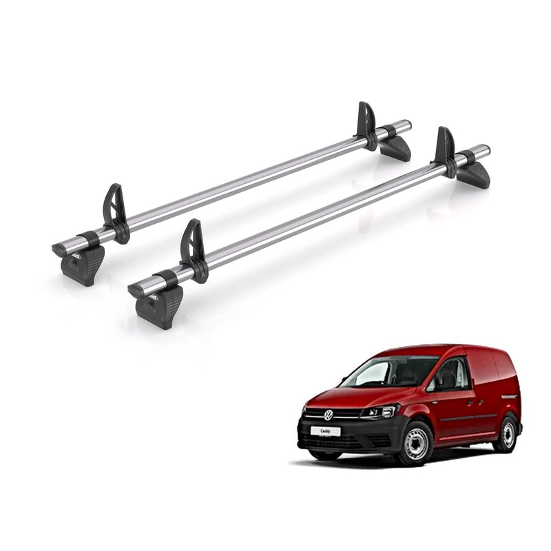 VW Caddy (2010-2020) - 2 Rhino Kammbar Fleet Roof Bars (Steel)