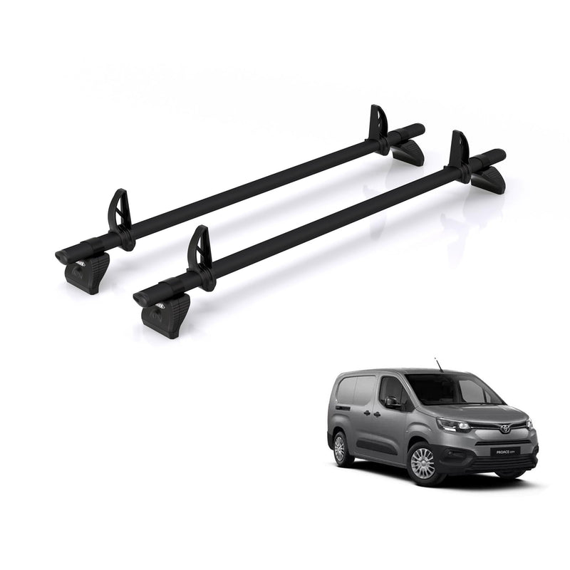 Toyota ProAce (2020-) City - 2 Rhino Kammbar Black Roof Bars (Aluminium)