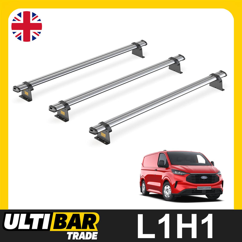 Ford Transit (2024-) Custom - 3 Van Guard UltiBar Trade Roof Bars