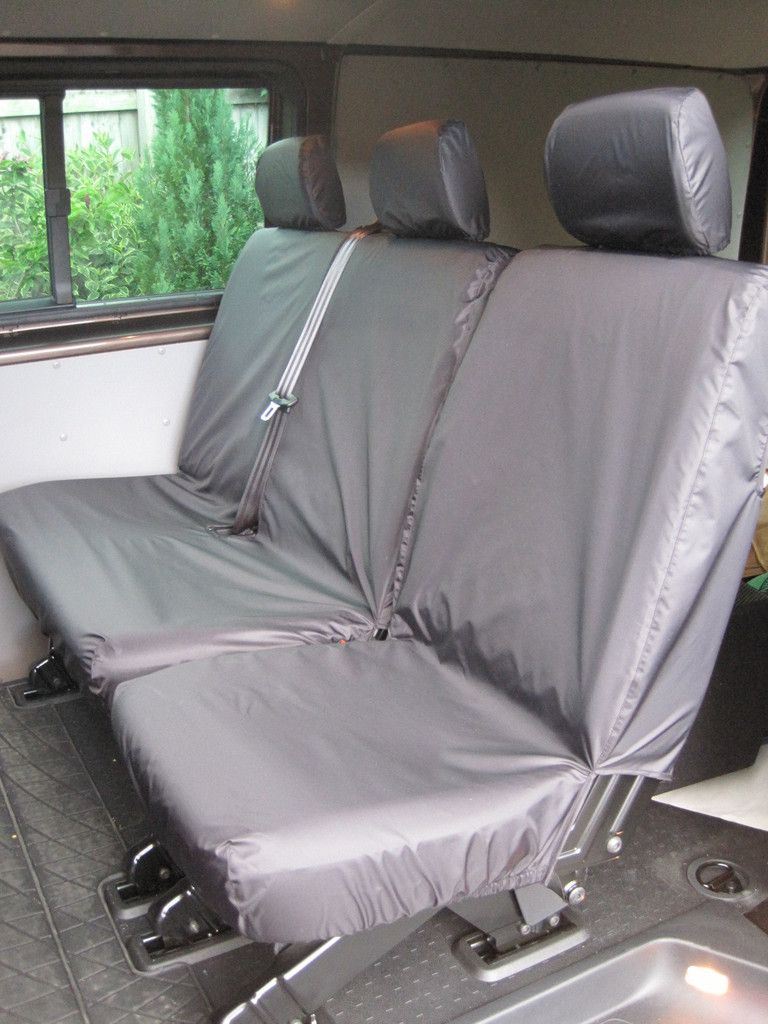 VW Transporter (2003-2010) - Tailored Rear Row Seat Covers in Black (1+2)