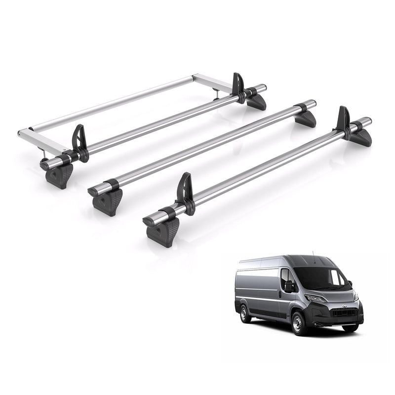 Toyota ProAce (2024-) Max - 3 Rhino Kammbar Fleet Roof Bars + Roller (Steel)