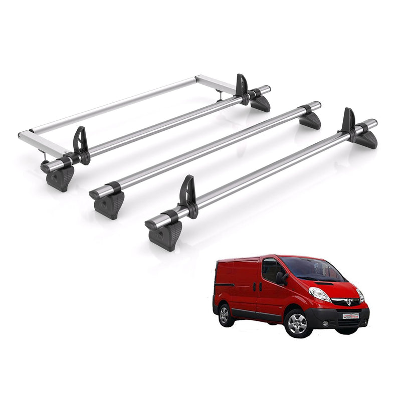 Vauxhall Vivaro Roof Rack For 2001-14 Vans 3 Bars + Roller Rhino Fleet