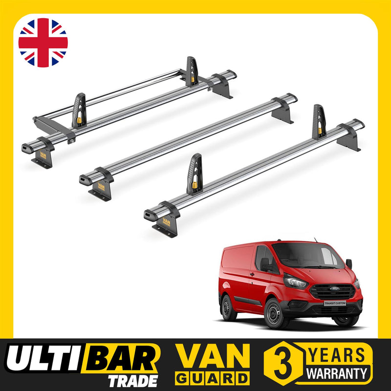 Ford Transit Custom Roof Rack for 2013-2024 GEN1 [H1] 3 Bars & Roller [Tailgate]