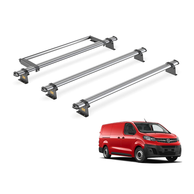 Vauxhall Vivaro (2019-) - 3 Van Guard Ultibar Trade Roof Bars + Roller