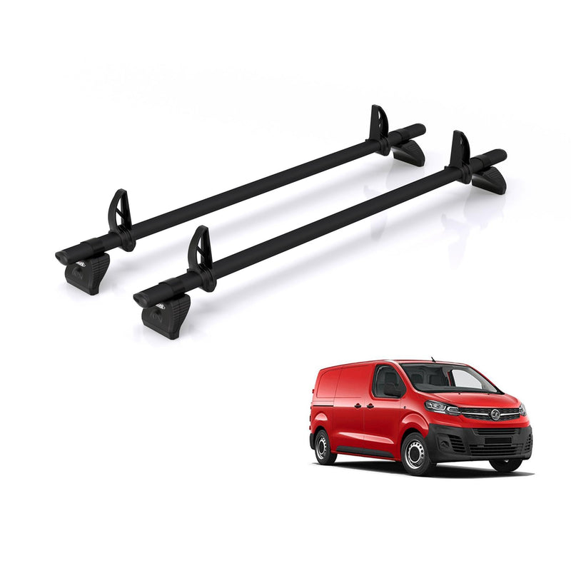 Vauxhall Vivaro (2019-) - 2 Rhino Kammbar Black Roof Bars (Aluminium)