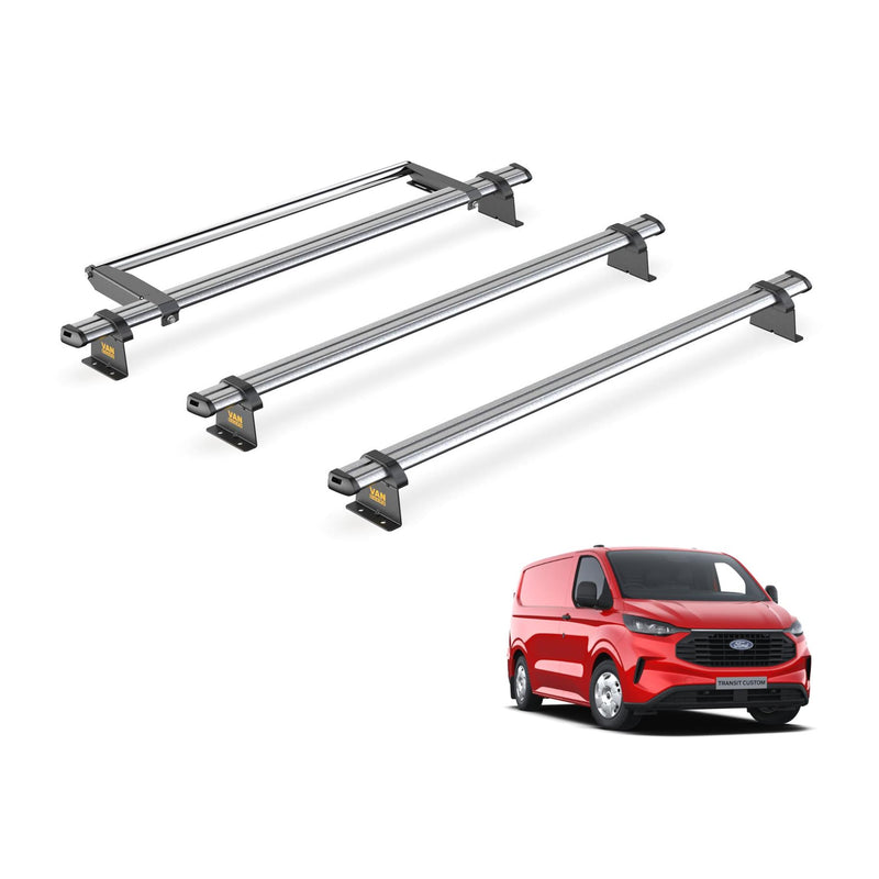 Ford Transit (2024-) Custom - 3 Van Guard UltiBar Trade Roof Bars + Roller