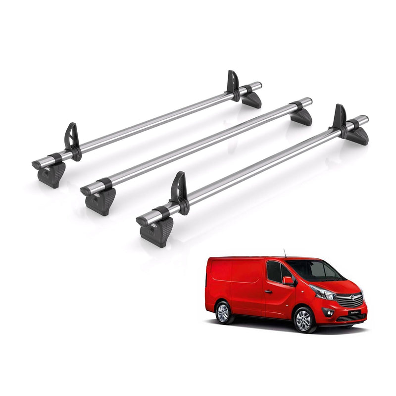 Vauxhall Vivaro (2014-2019) - 3 Rhino Kammbar Fleet Roof Bars (Steel)