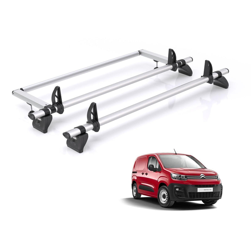 Citroen Berlingo - 2 Rhino Kammbar Pro Roof Bars + Roller (Aluminium)