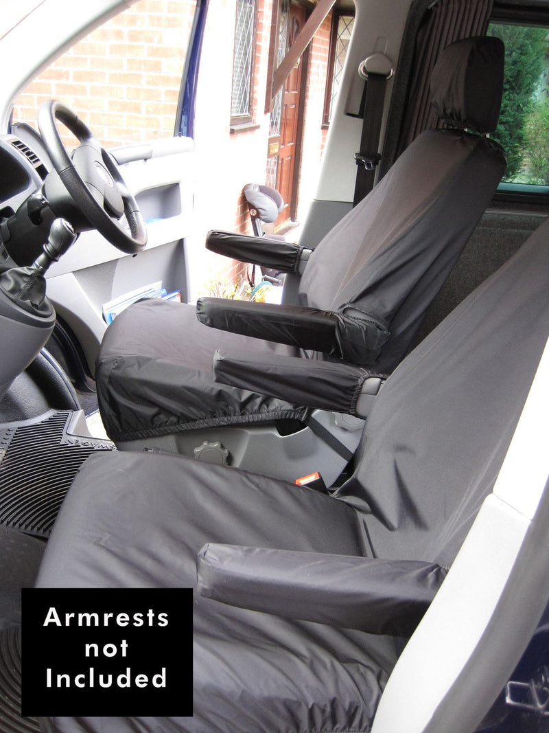 VW Transporter (T6 2015-) - Tailored Front Row Seat Covers in Black (1+1)