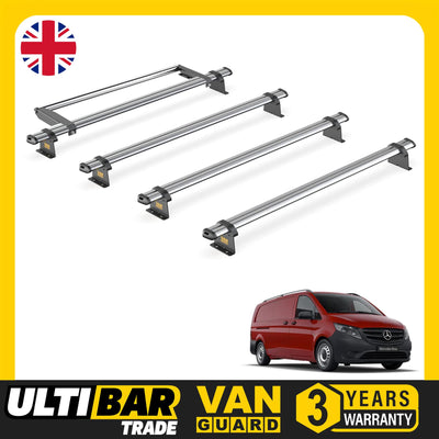 Mercedes Vito (2014-) - 4 Van Guard Ultibar Trade Roof Bars + Roller