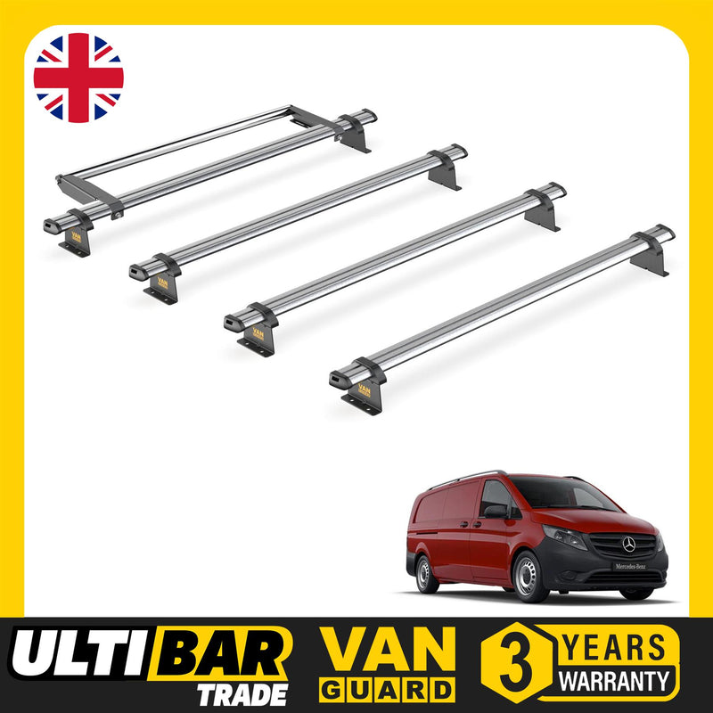 Mercedes Vito (2014-) - 4 Van Guard Ultibar Trade Roof Bars + Roller