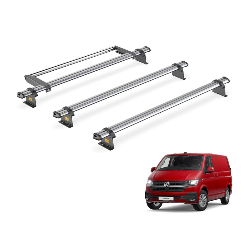 VW Transporter (2015-2024) - 3 Van Guard Ultibar Trade Roof Bars + Roller