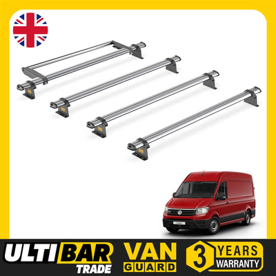 VW Crafter (2017-) - 4 Van Guard Ultibar Trade Roof Bars + Roller