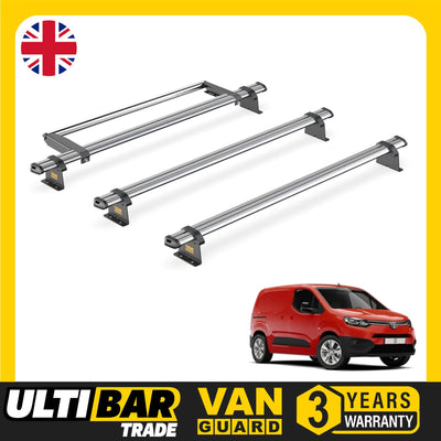 Toyota ProAce City Roof Rack for 2020+ [H1 Roof] 3 Bars & Roller Van Guard Trade