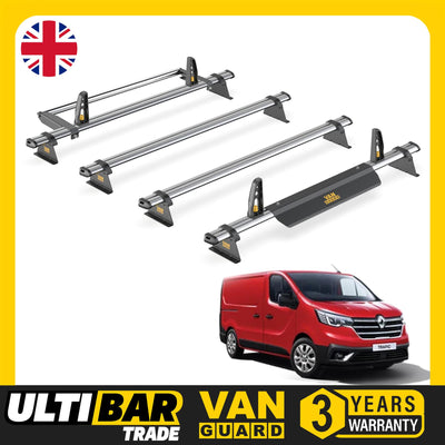 Renault Trafic Roof Rack for 2014+ 4x Bars & Roller & Loadstops Van Guard Trade
