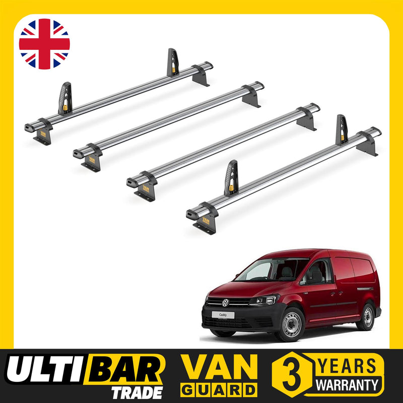 VW Caddy Roof Rack for 2010-2015 Maxi 4x Roof Bars + Loadstops Van Guard Trade