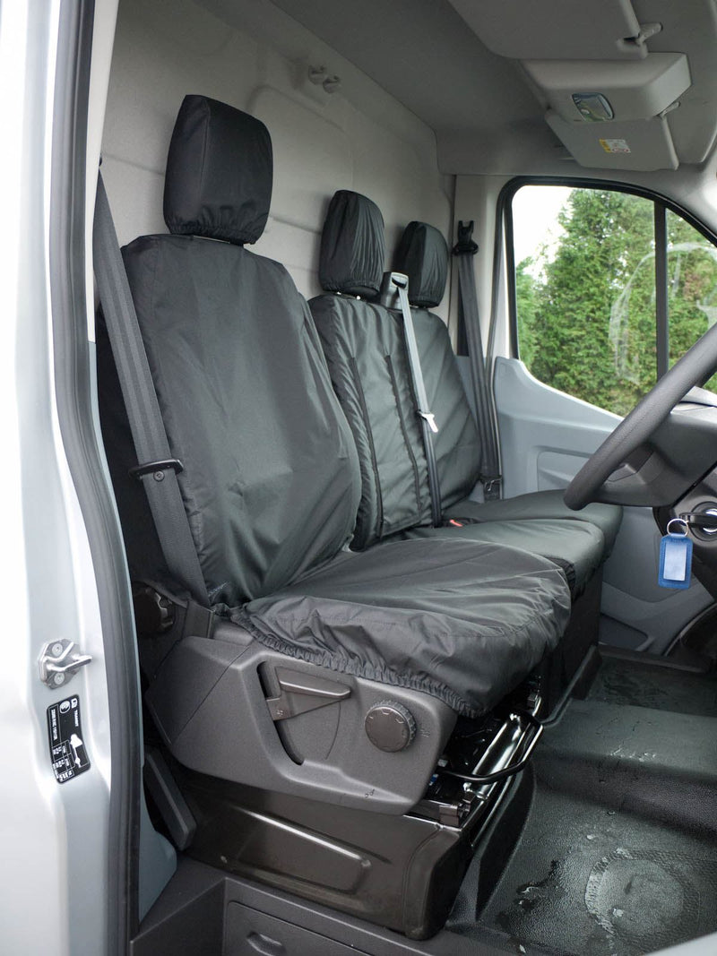 Ford Transit (MK8 2014-) - Tailored Front Row w/ Armrest Seat Covers in Black (1+2)