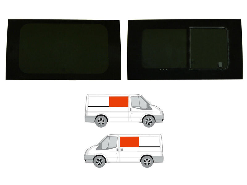 Ford Transit 2000-2014 Swb- Lh Side Fixed + Right Hand Side Open Tint + Rear Doors