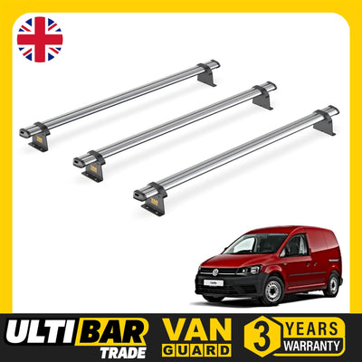 VW Caddy (2010-2015) - 3 Van Guard Ultibar Trade Roof Bars