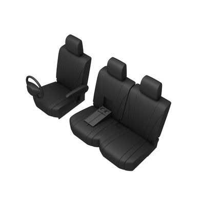 Ford Transit (2013-) Custom Front Driver & Double Passenger Black Seat Covers With Work Tray