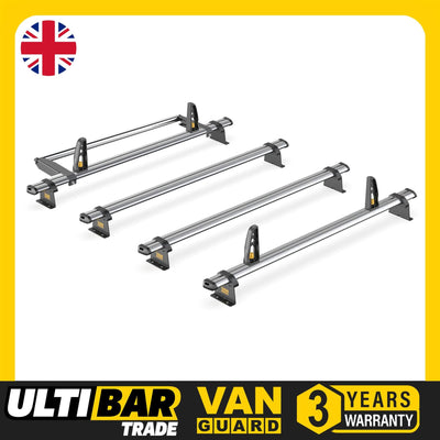 Fiat Talento Roof Rack (2016+ High Roof) 4x Bars & Roller Van Guard Ulti Trade