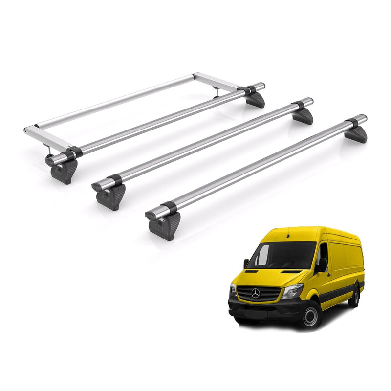 Mercedes Sprinter Roof Rack for 2006-2018 High Roof Models 3x Bars Rhino Fleet