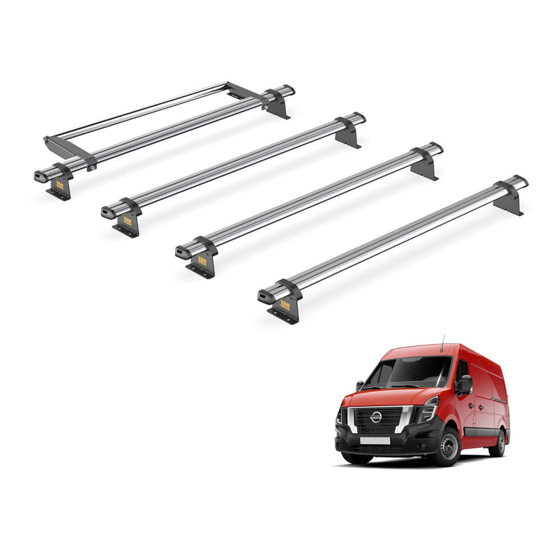Nissan Interstar Roof Rack for 2022+ [H1/H2] 4x Bars & Roller  - Van Guard Trade