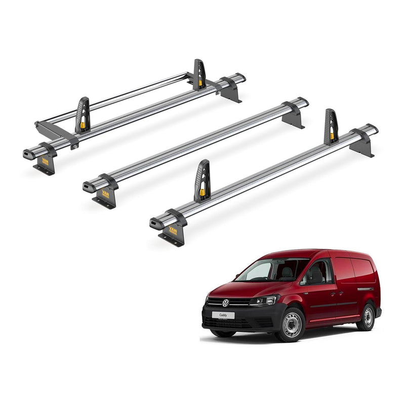 VW Caddy Roof Rack for 2015-2020 Maxi 3x Bars & Roller & Roller Van Guard Trade
