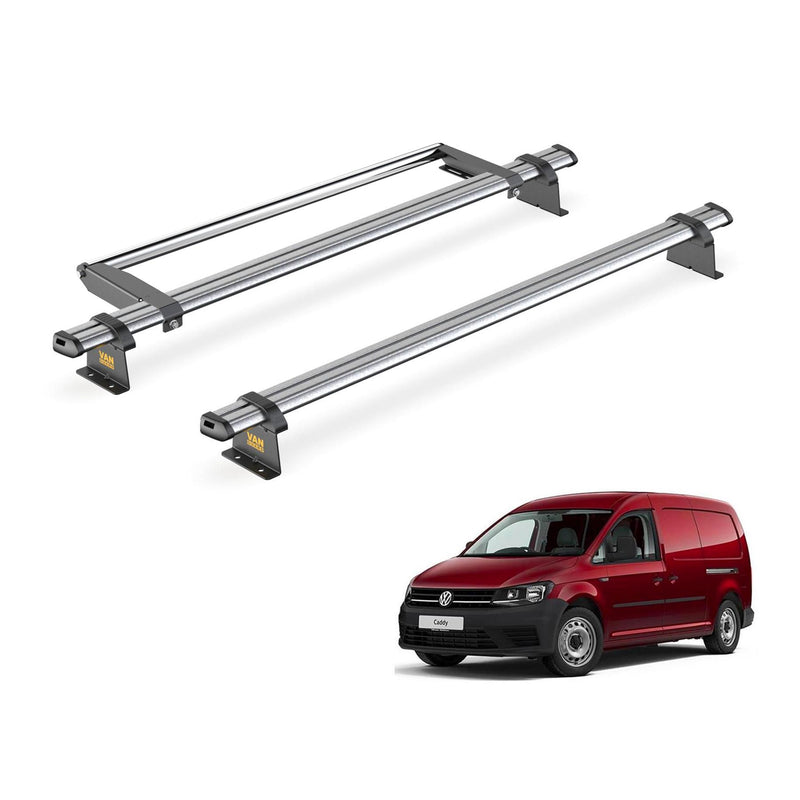 VW Caddy (2015-2020) - 2 Van Guard Ultibar Trade Roof Bars + Roller