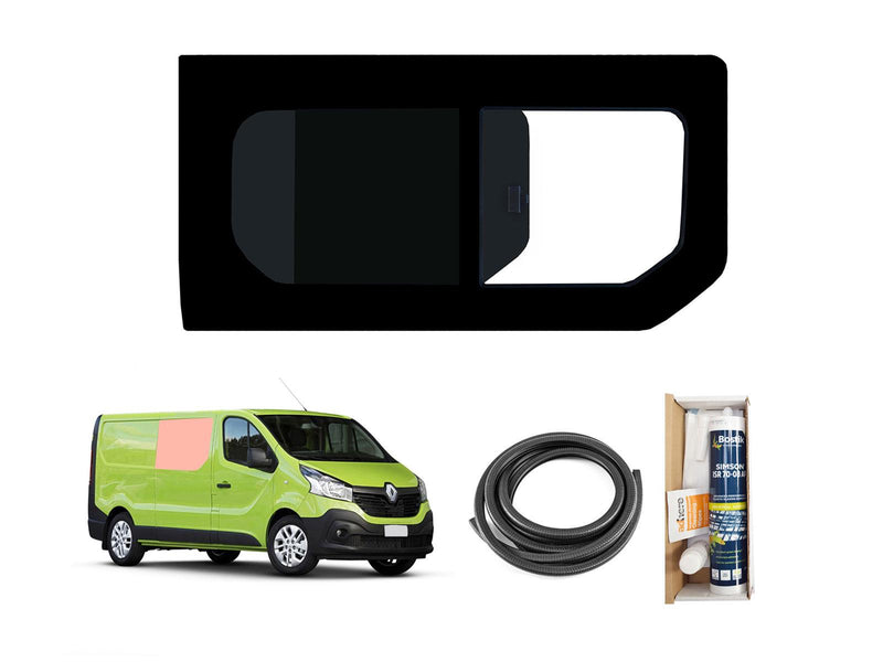 Renault Trafic (2014-) Driver Side Opening Window Privacy Camper Glass with Fitting Kit