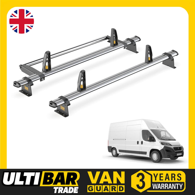 Fiat Ducato Roof Rack for 2006+ [H3 Roof] 2 Bars, Roller, Loadstops - Van Guard