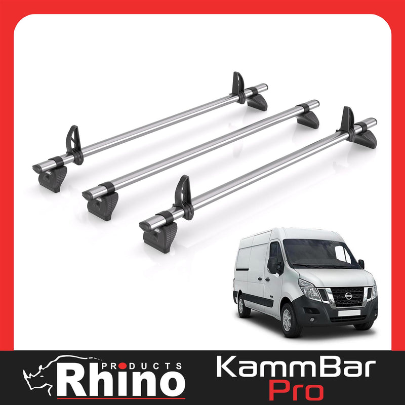 Nissan NV400 (2010-2021) - 3 Rhino Kammbar Pro Roof Bars (Aluminium)