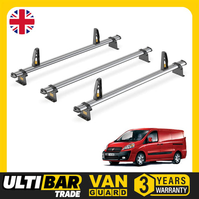 Fiat Scudo Roof Rack for 2007-2016 H1 Roof 3x Bars Van Guard Trade & Loadstops