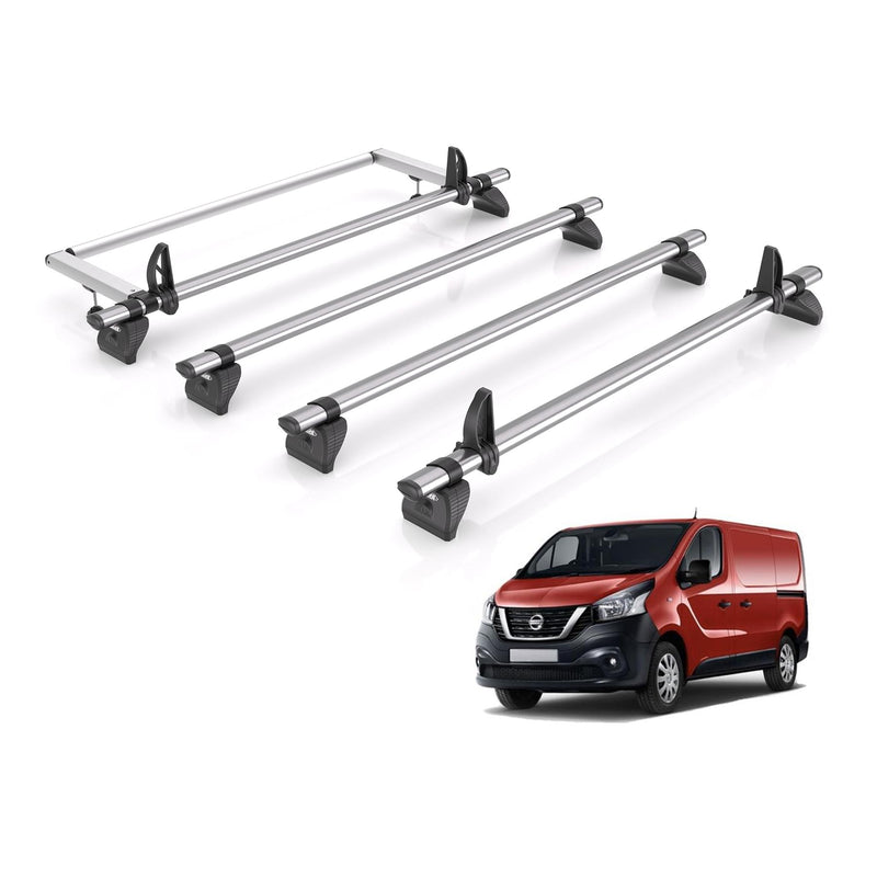 Nissan NV300 (2016-2021) - 4 Rhino Kammbar Fleet Roof Bars + Roller (Steel)