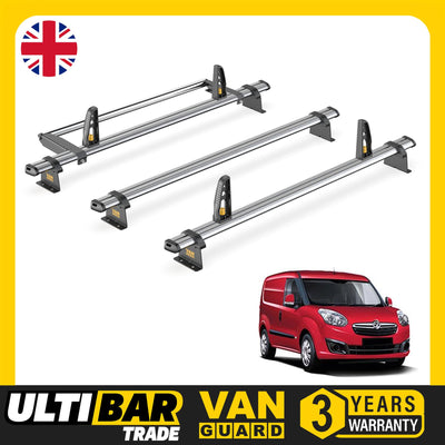 Vauxhall Combo Roof Rack (2012-2018) 3 Bars & Roller & Loadstops Van Guard Trade