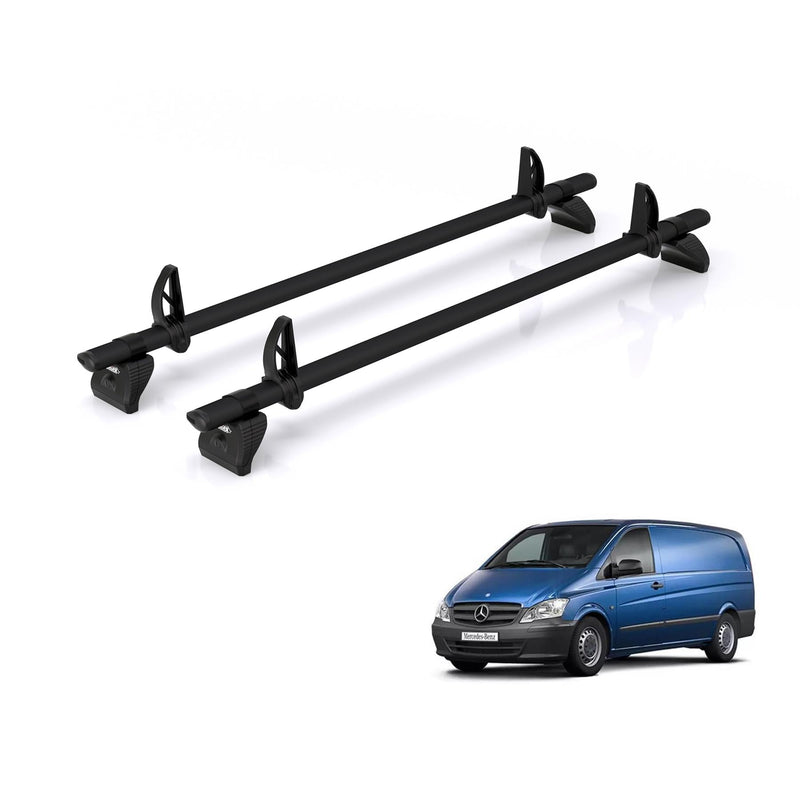Mercedes Vito (2003-2014) - 2 Rhino Kammbar Black Roof Bars (Aluminium)